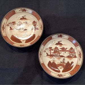 Set of 2 Japanese Porcelain Ware - Brass Bowls - Wildwood Imports - Used